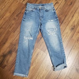 High rise distressed jeans